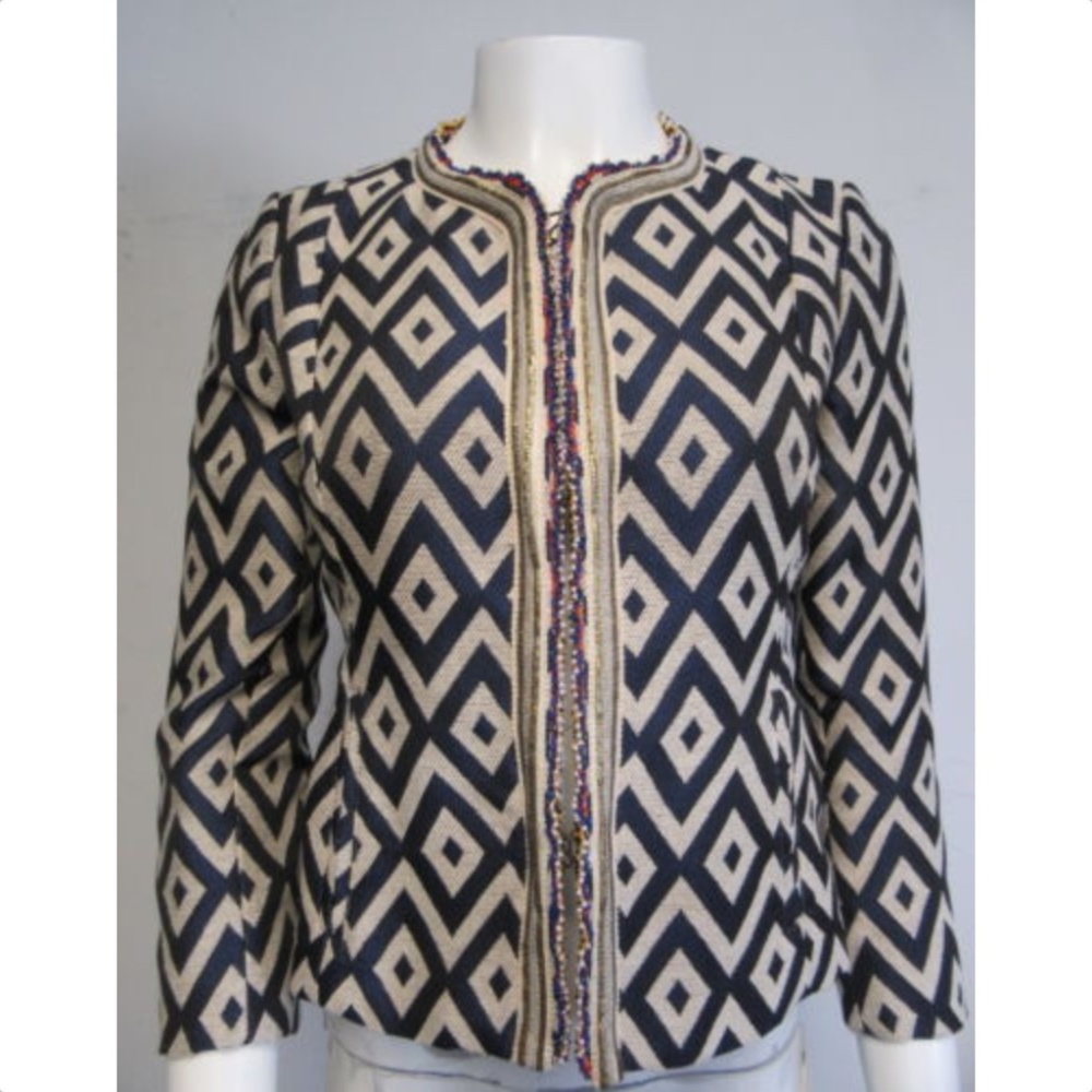 BAZAR Deluxe blue- beige blazer sz 40/ 4